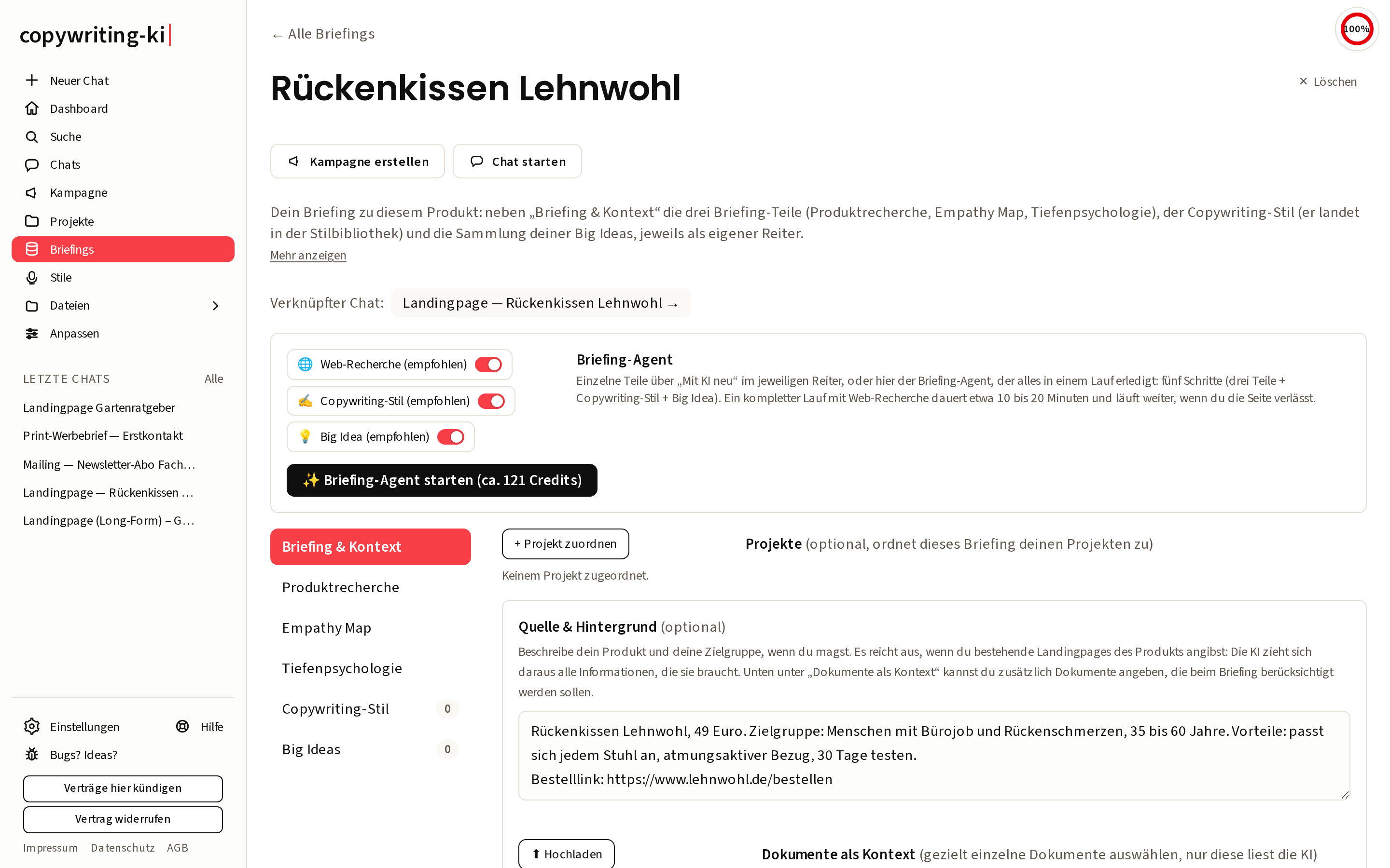 Ein Briefing mit seinen Reitern, der letzte heißt „Big Ideas“