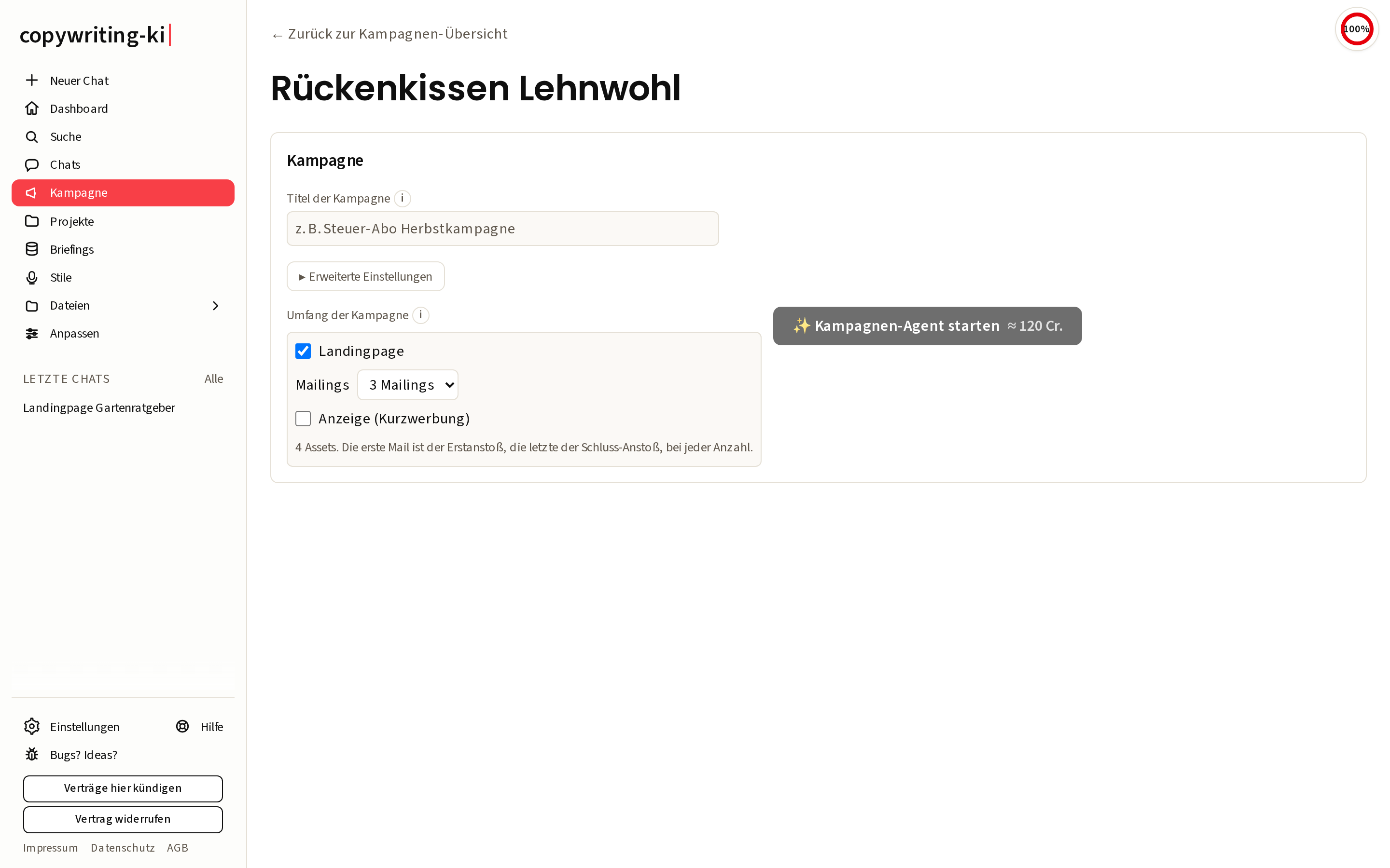 Die Kampagnen-Erstellung: Titel, Basis-Landingpage und die Etappen festlegen