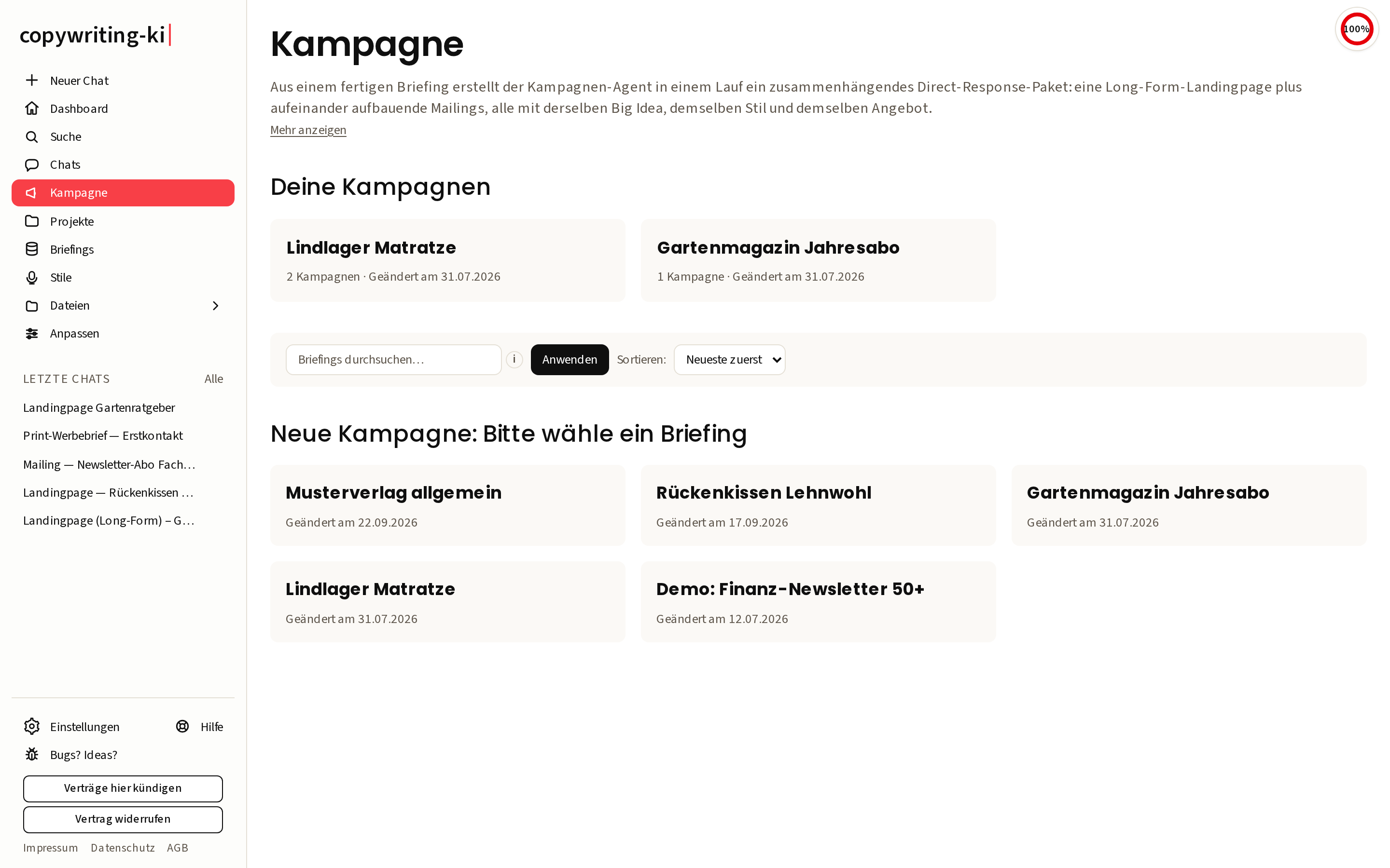 Der Einstieg in die Kampagnen-Funktion