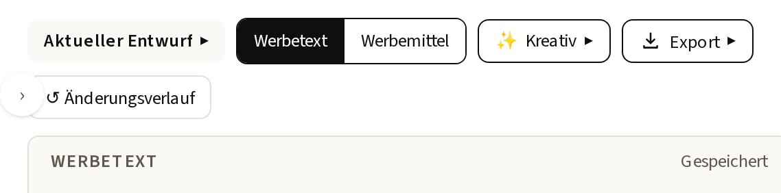 Der neue Umschalter in der Leiste über dem Werbetext